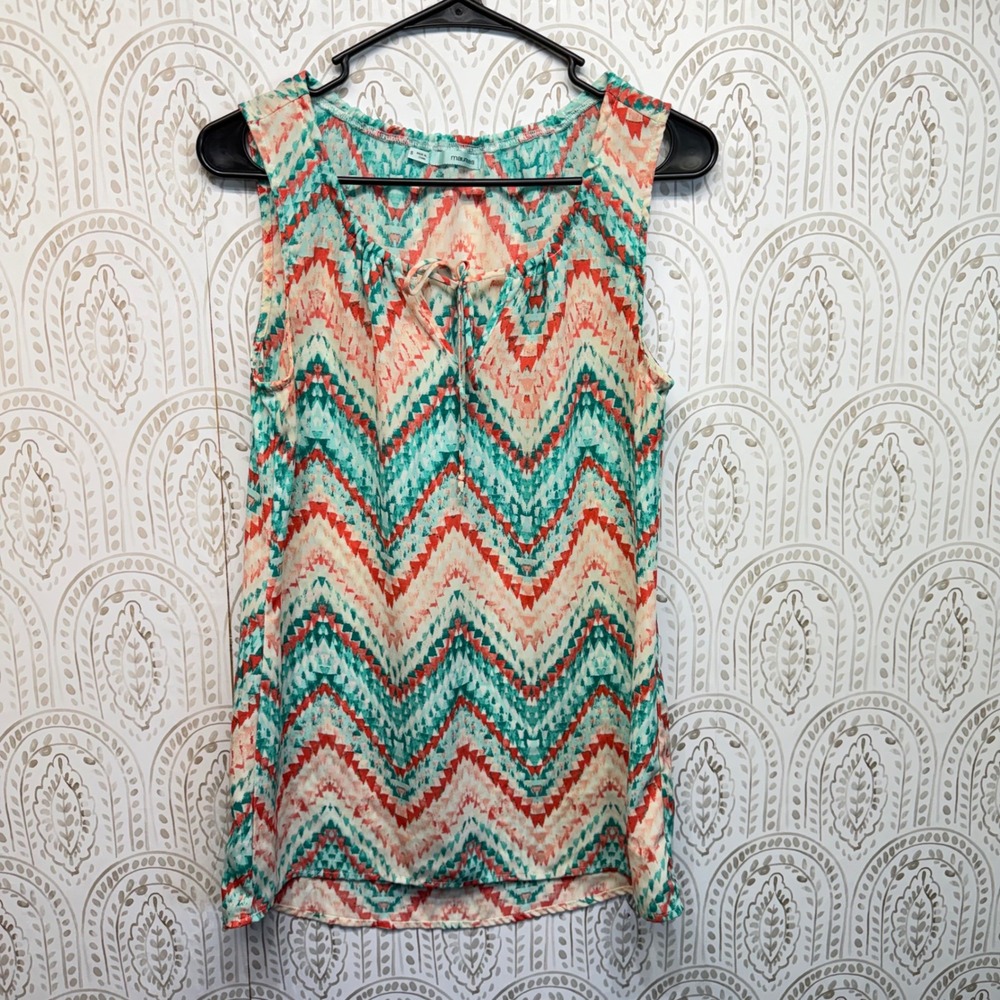 Maurices Tank Top Womens‎ Small Multicolor Chevron Print Sleeveless Blouse